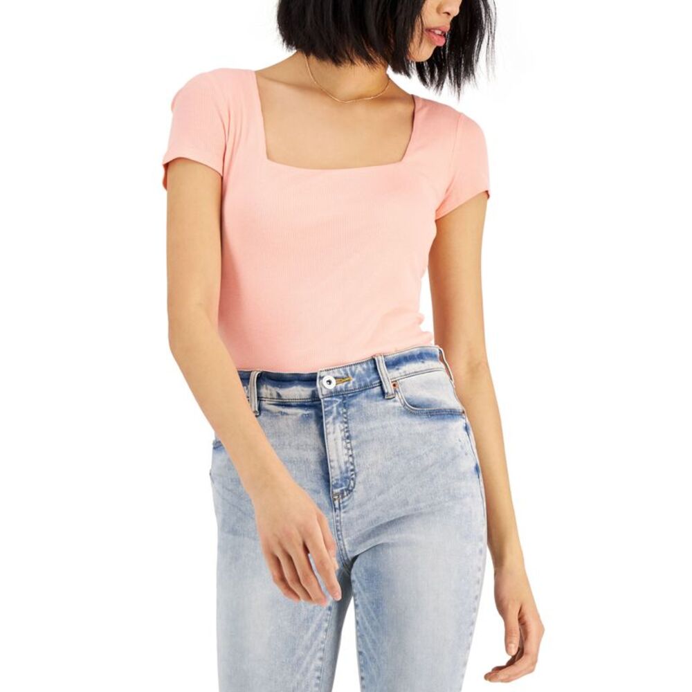 INC International Concepts Womens Ribbed Square Neck T-Shirt
